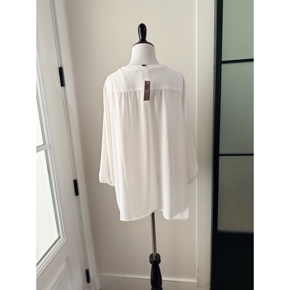 J.Jill Cream Split Front Surplice Top L Large NWT Crepe 3/4 Sleeve Blouse - Picture 6 of 11